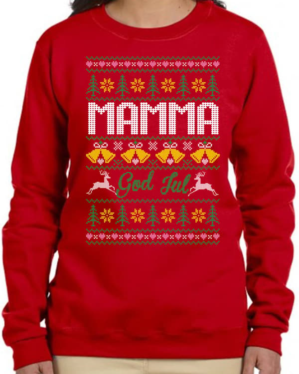 Mamma Jultröja - Christmas jumper stil röd sweatshirt XL