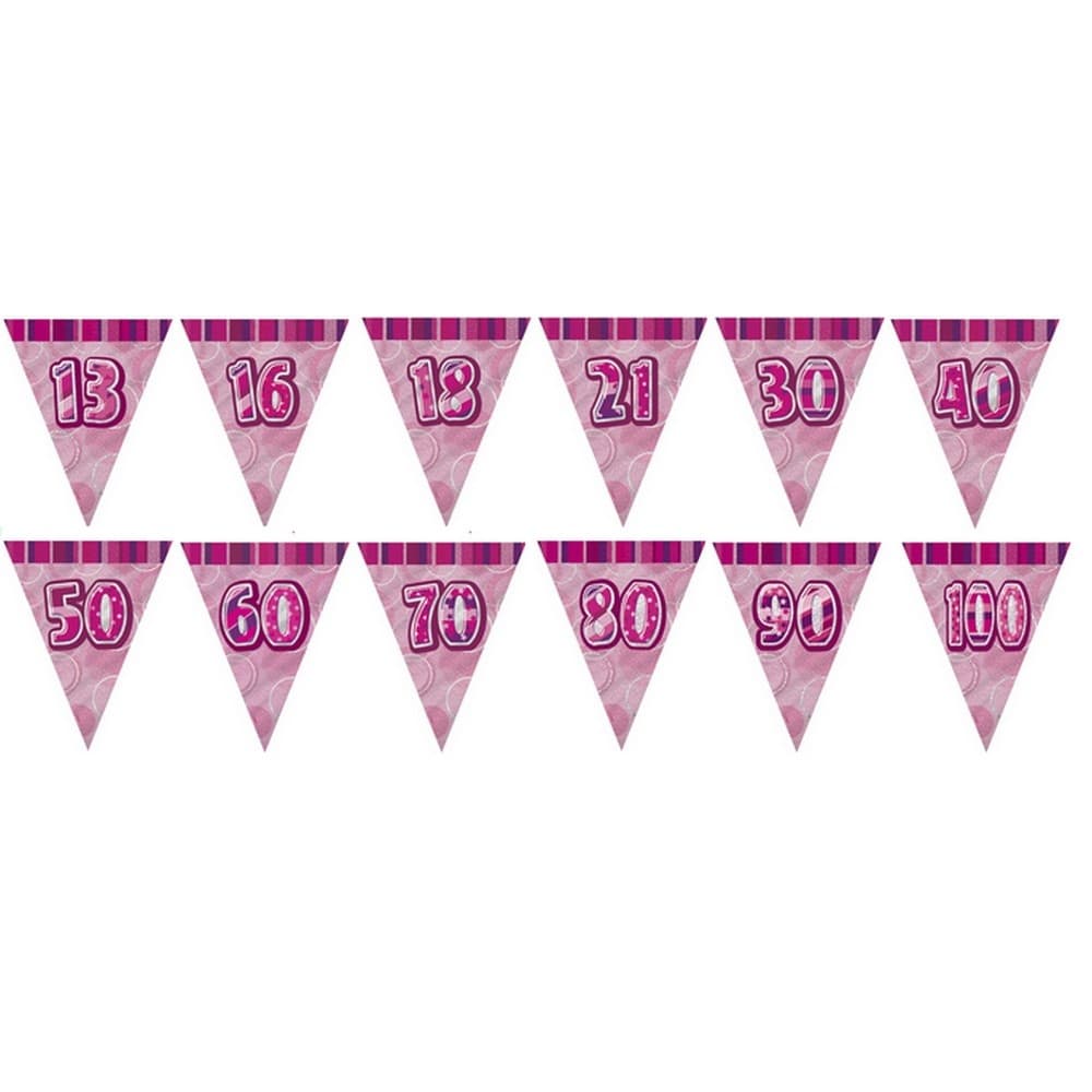 Unique Party Pink Pennant Birthday Bunting