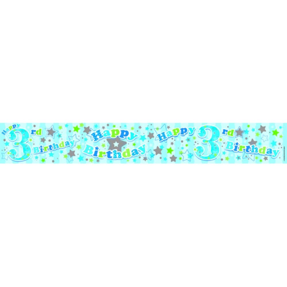 Expression Factory Childrens/Boys Happy 3rd Birthday Holographic Starry Foil Banner