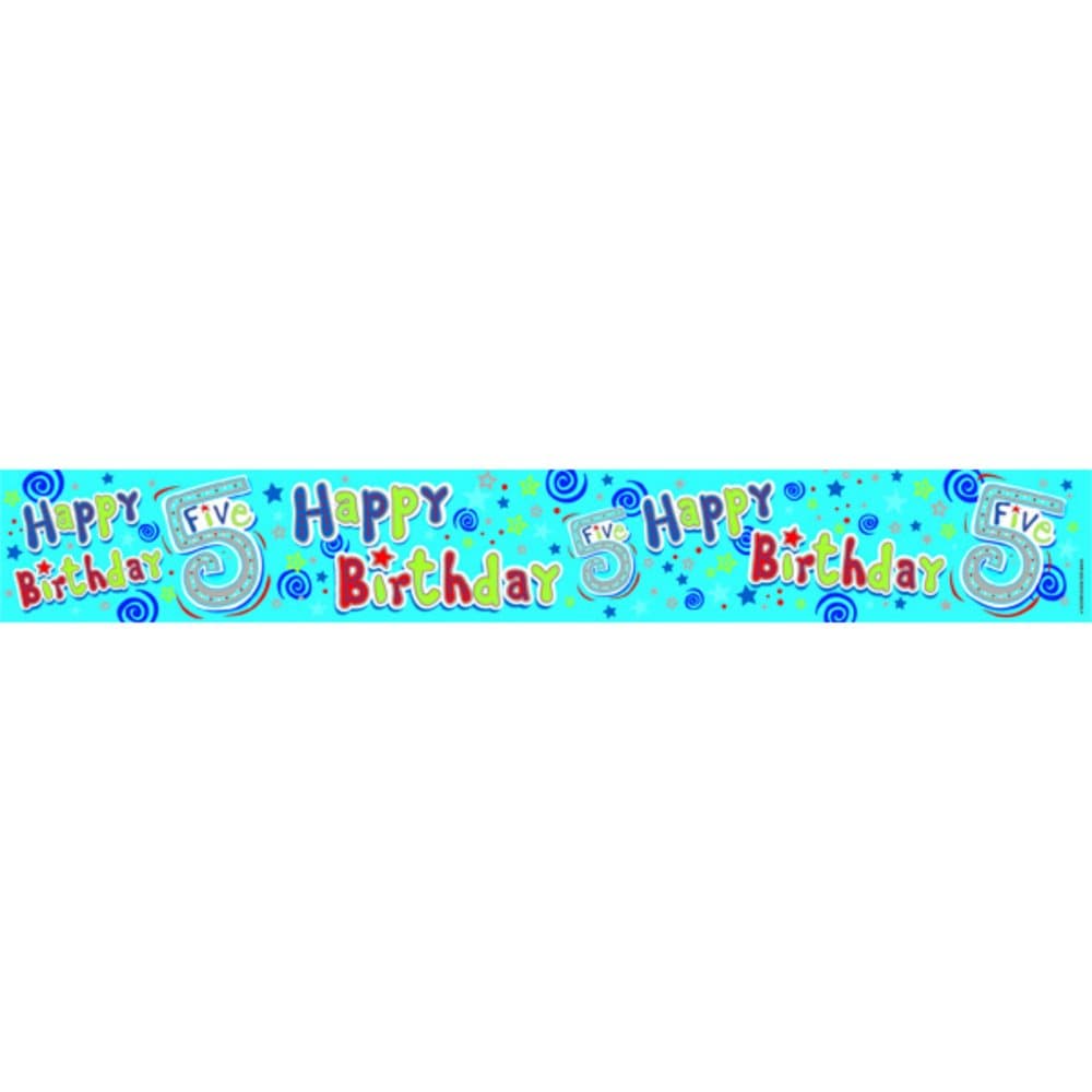 Expression Factory Childrens/Kids Happy 5th Birthday Holographic Foil Banner