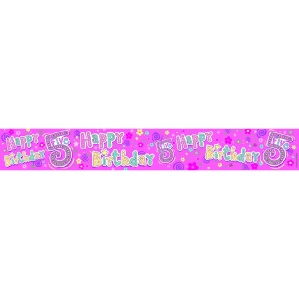 Expression Factory Childrens/Kids Happy 5th Birthday Holographic Foil Banner