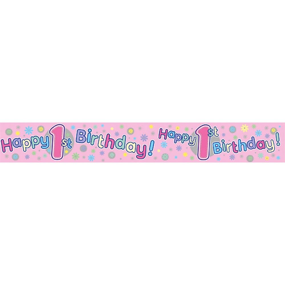 Expression Factory Childrens Girls 1st Birthday Party Foil Banner