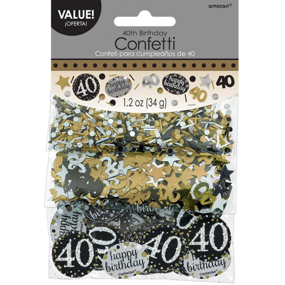 Amscan 1.2oz Gold Sparkling 40th Birthday Confetti