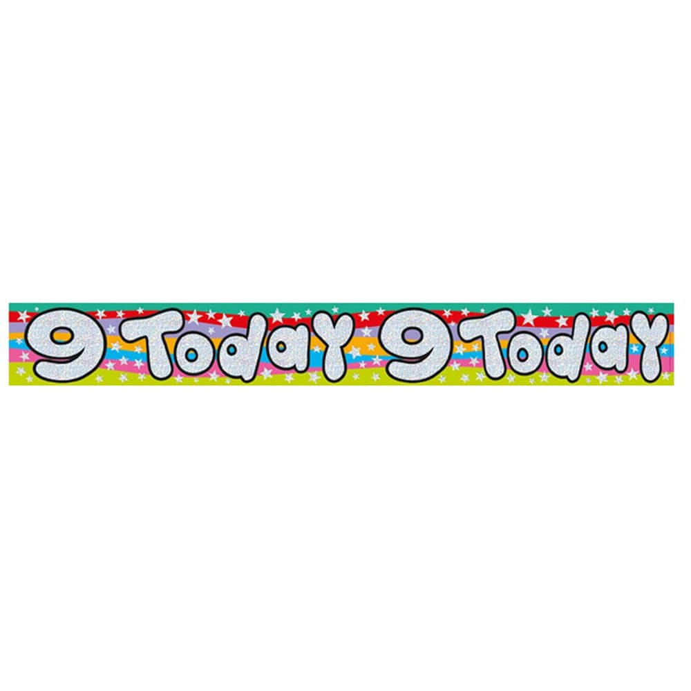 Expression Factory Childrens/Kids Holographic 9 Today Foil Birthday Banner