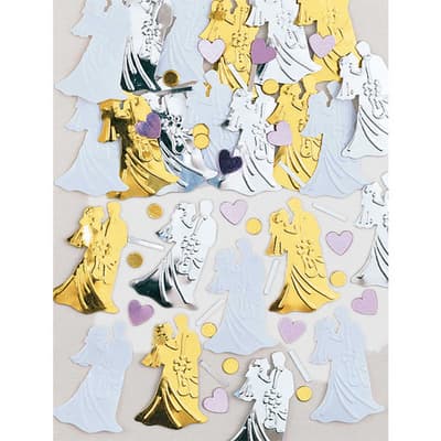 Amscan Bride And Groom Wedding Embossed Metallic Confetti