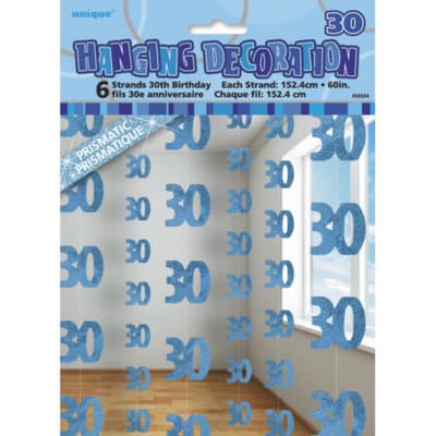 Unique Party Blue 30th Birthday/Anniversary Hanging String Decorations