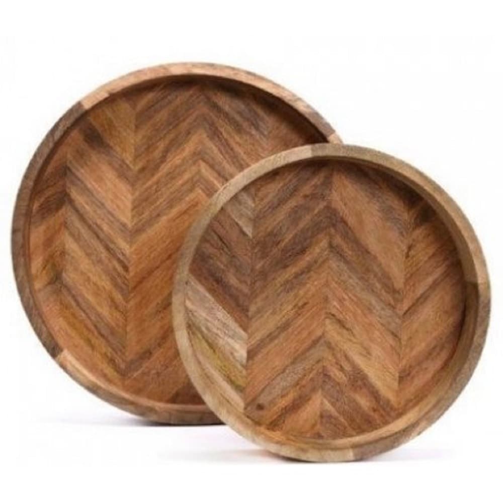 Round Herringbone Trays (Set of 2)