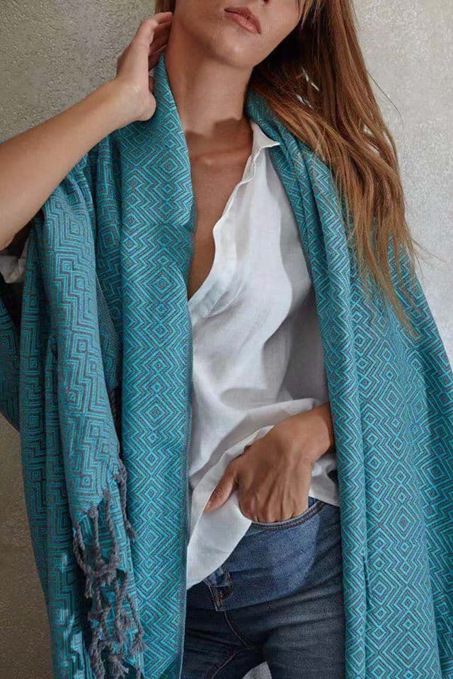 Dahlia Premium Multi användning %100 bomull grön scarf