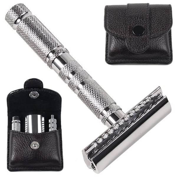 Parker A1-R 4 Piece Travel Safety Razor & Leather Pouch