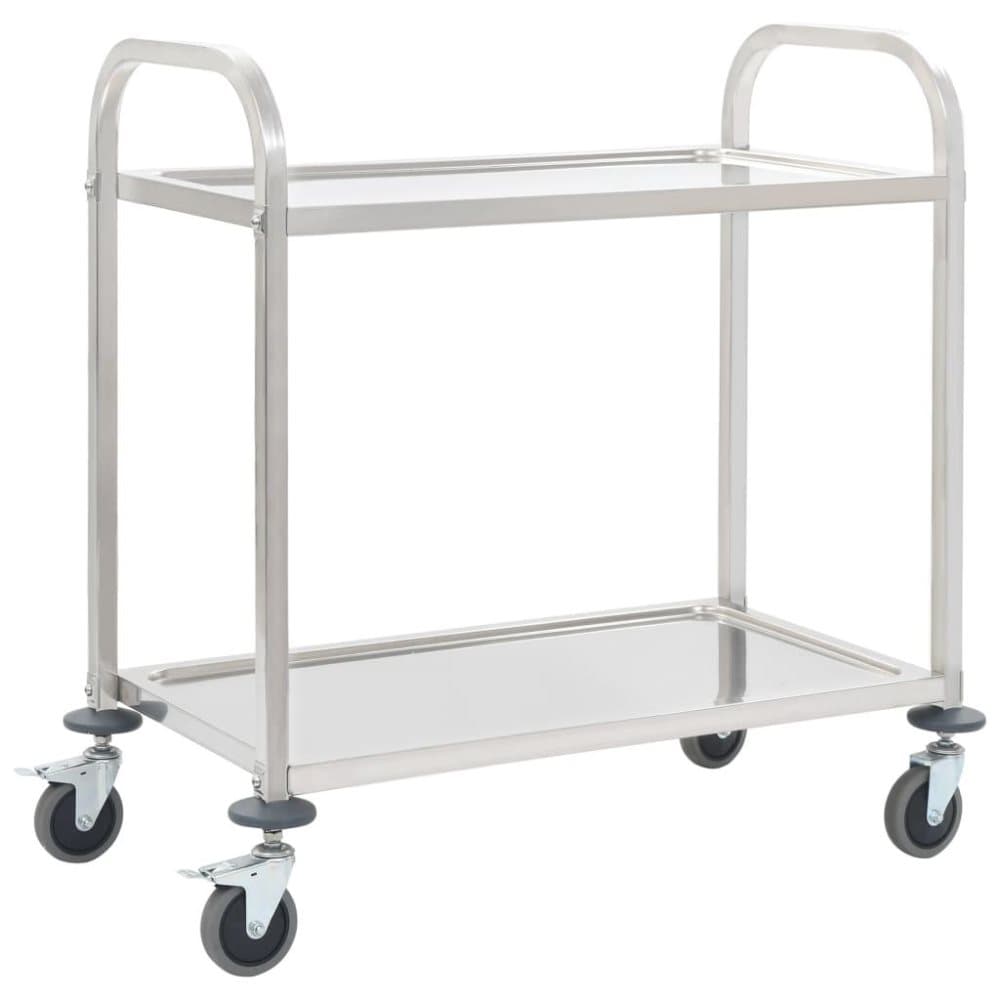 vidaXL køkkenvogn med 2 hylder 107x55x90 cm rustfrit stål