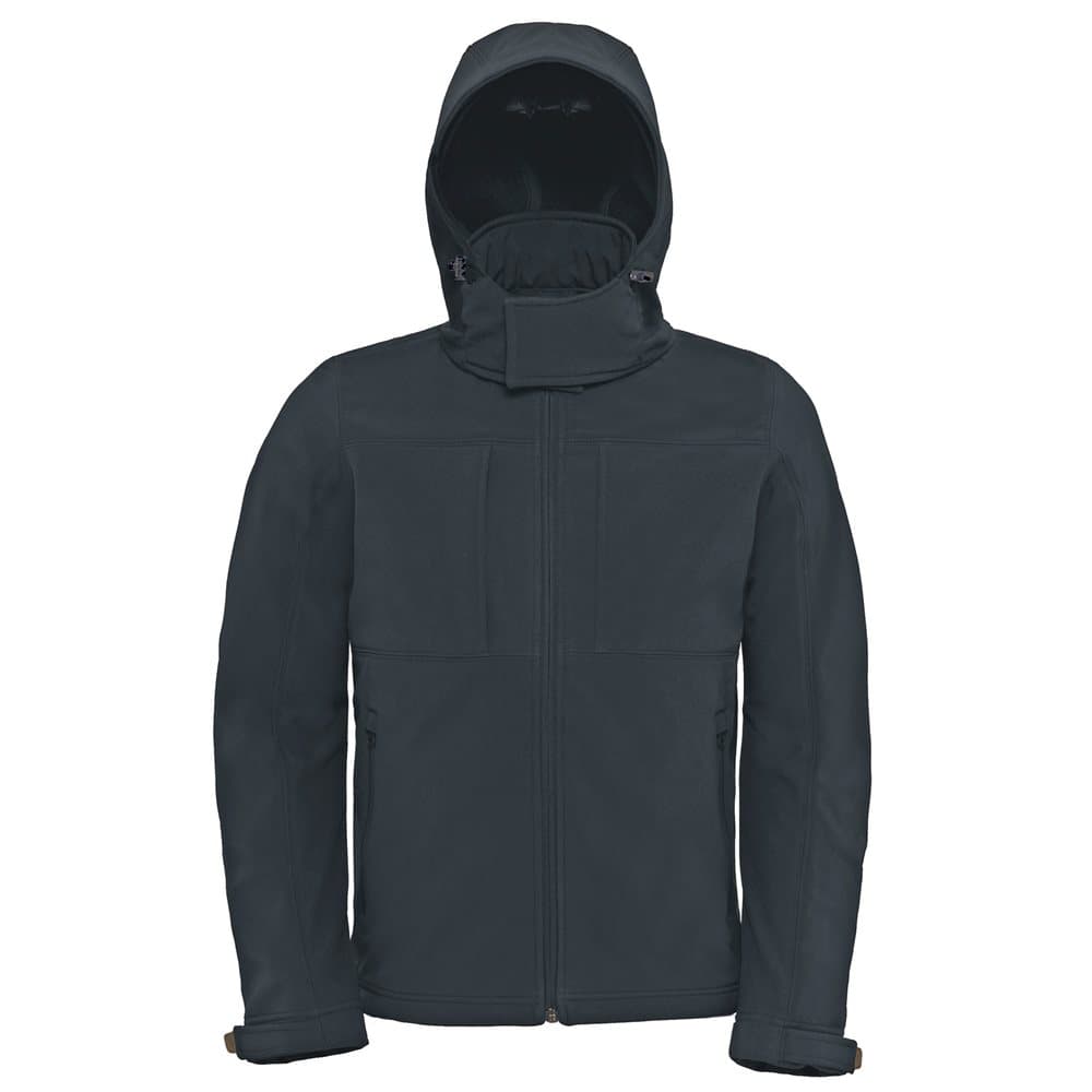 B&C Herr huva Softshell Andningsbar, vattentät och vindtät jacka (Fleecefoder)