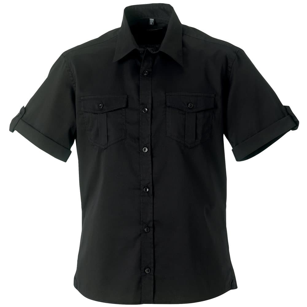 Russell Collection Mens Short / Roll-Sleeve Work Shirt