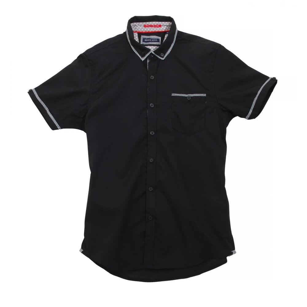 Brave Soul Mens Colvin Short Sleeve Shirt With Contrast Check Detail