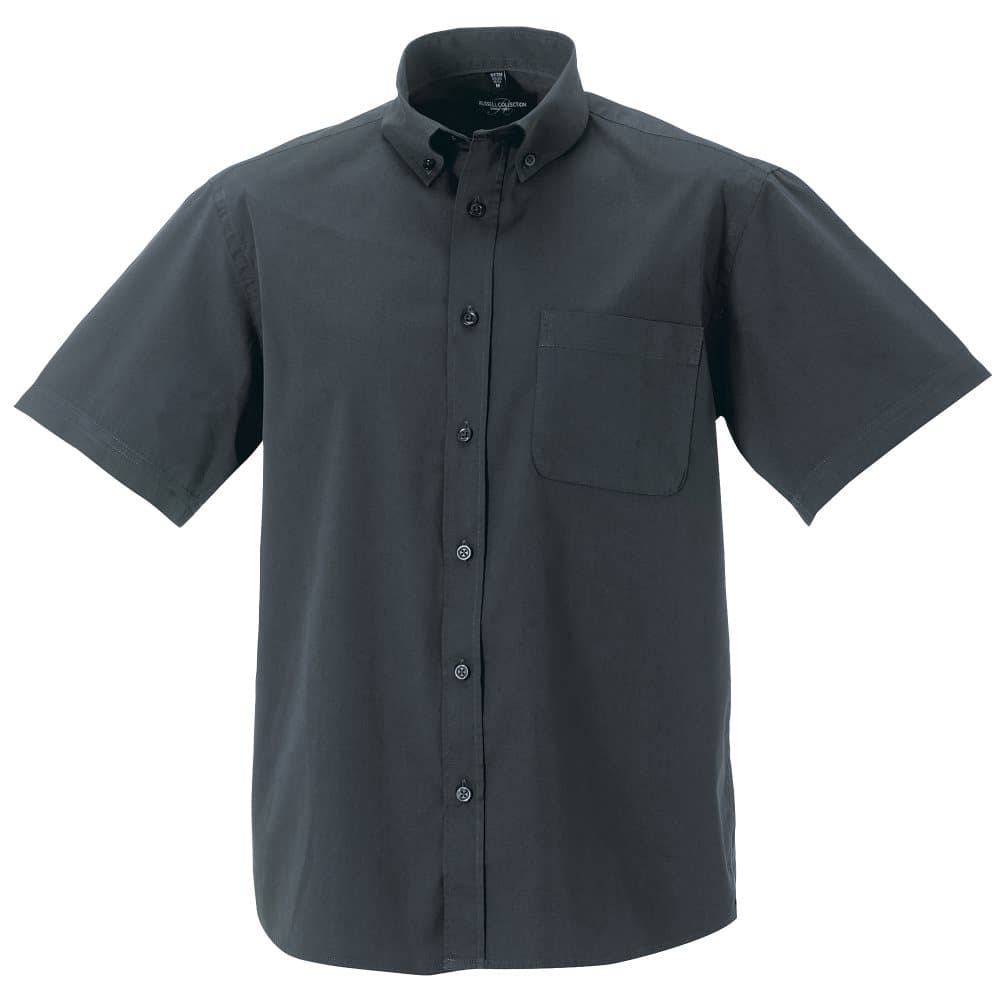 Russell Collection Mens Short Sleeve Classic Twill Shirt