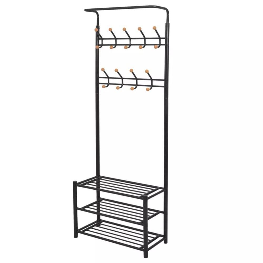 vidaXL Klesstativ med skohylle 68x32x182,5 cm svart