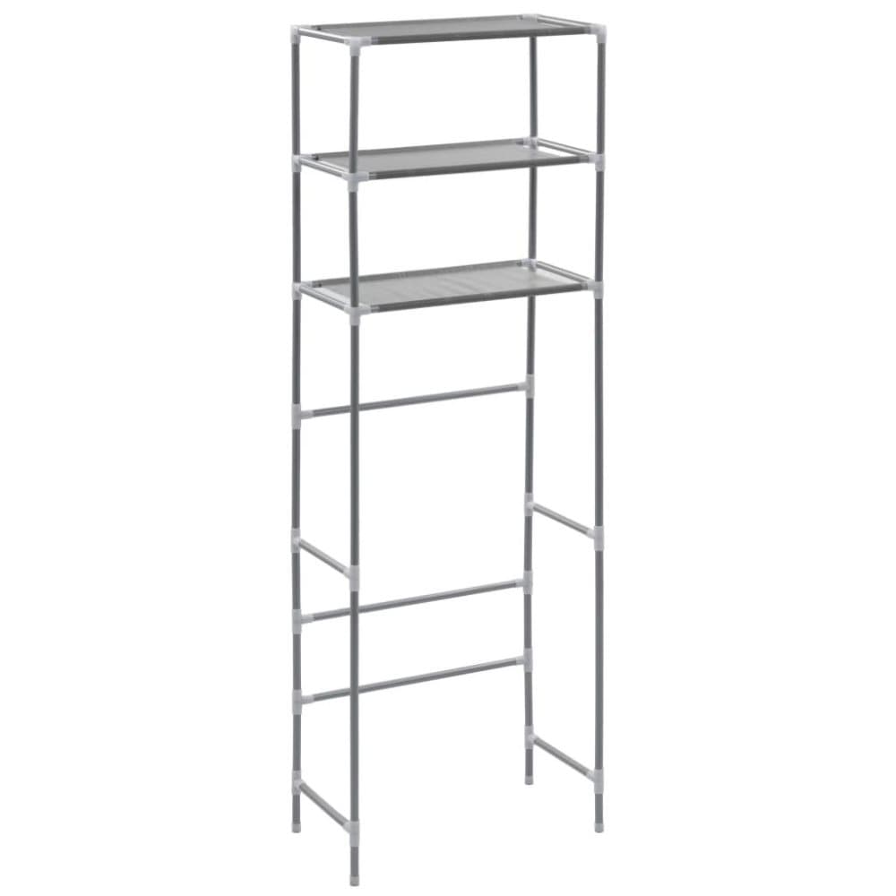 vidaXL 3 kerroksinen säilytyshylly WC pytyn ylle hopea 53x28x169 cm