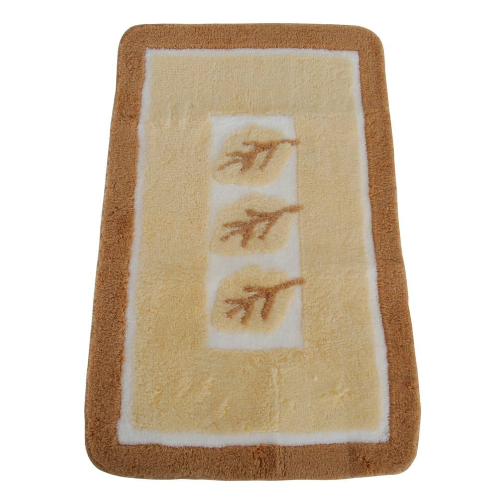 Leaf Pattern Cream Bathroom Mat Bath Rug