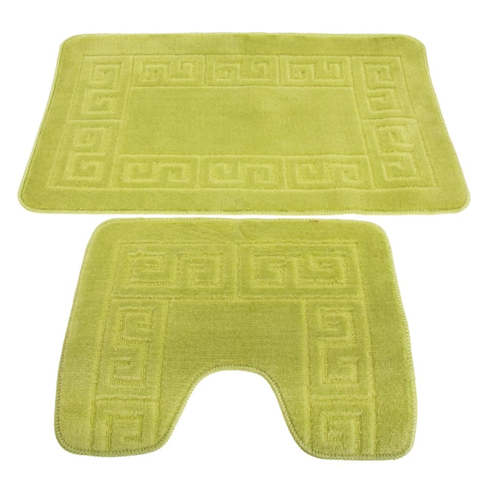 2 Piece Greek Key Pattern Bath Mat And Pedestal Mat Set