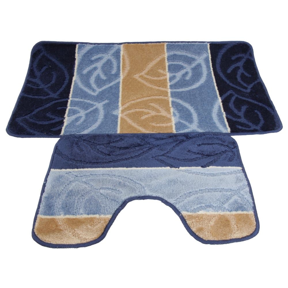 2 Piece Leaf Design Bath Mat And Pedestal Mat Set (5 Options)
