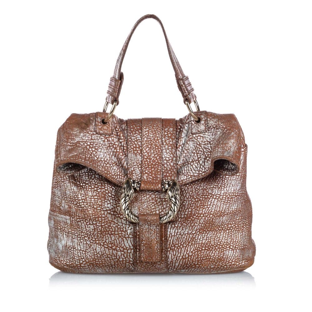 Pre-owned Bvlgari Metallic Leather Leoni Brown