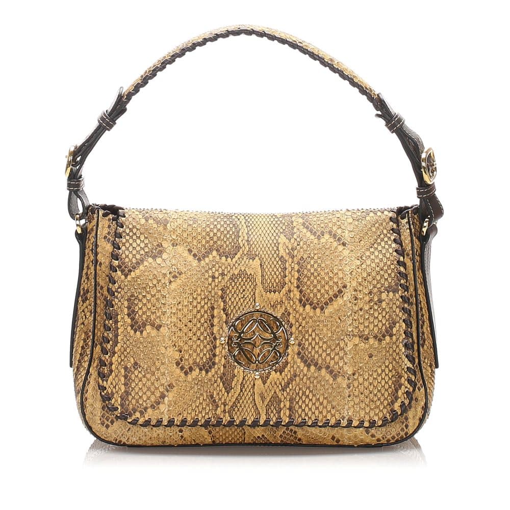 Loewe Python Leather Shoulder Bag Brown