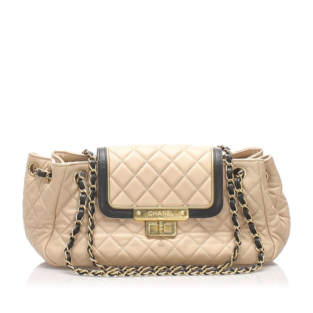 Chanel Accordion Matelasse Reissue Lambskin Leather Shoulder Bag Brown