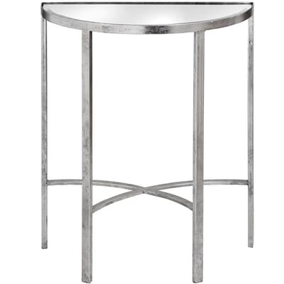 Hill Interiors Mirrored Silver Half Moon Table