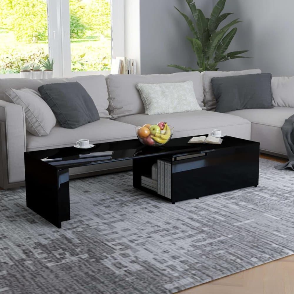 Soffbord svart högglans 150x50x35 cm spånskiva