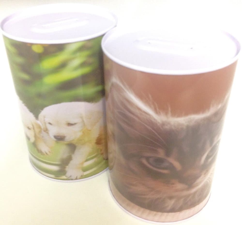 2-Pack sparbössor med djur motiv katt och hund - sparbössa