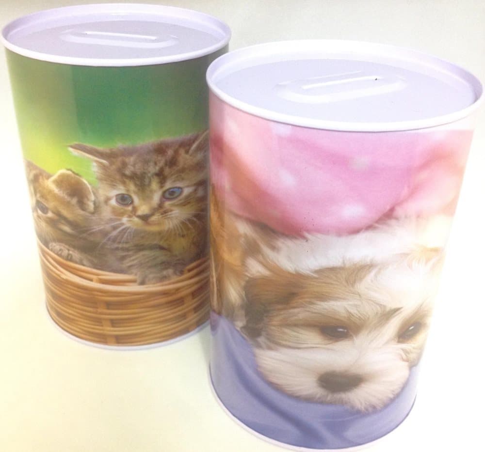 2-Pack sparbössor med djur motiv katt och hund - sparbössa