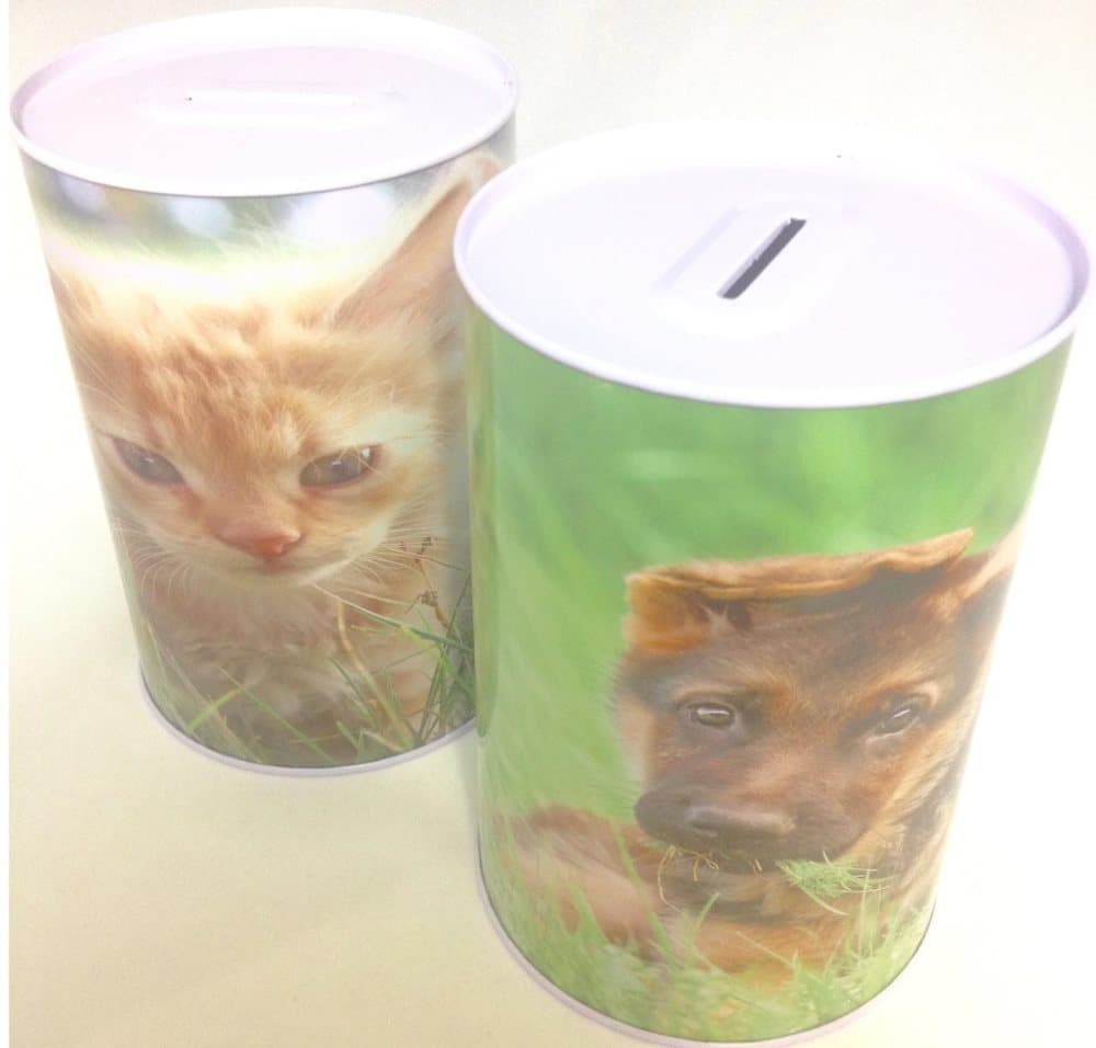 2-Pack sparbössor med djur motiv katt och hund - sparbössa