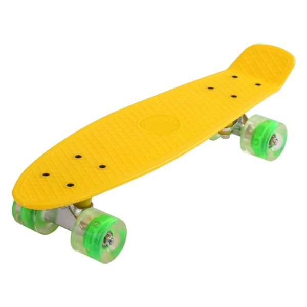 Maronad Retro Minicruiser Skateboard m/LED Lys og ABEC7, Gul