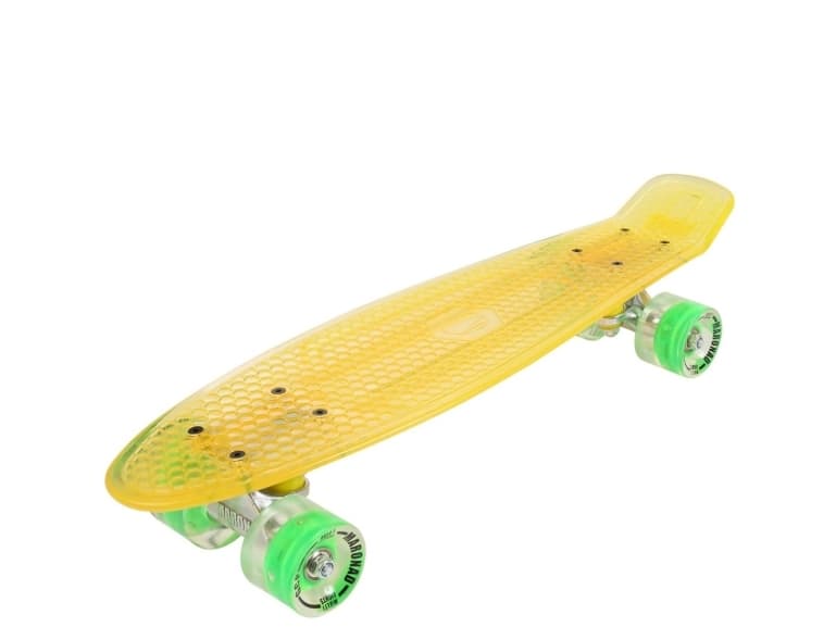 Maronad Retro Minicruiser Transparent Skateboard m/LED Lys og ABEC7, Gul