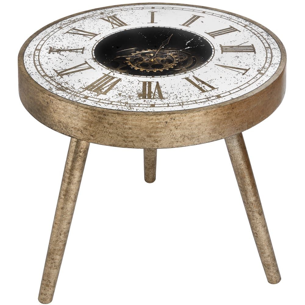 Hill Interiors Mirrored Framed Clock Table With Moving Mechanism