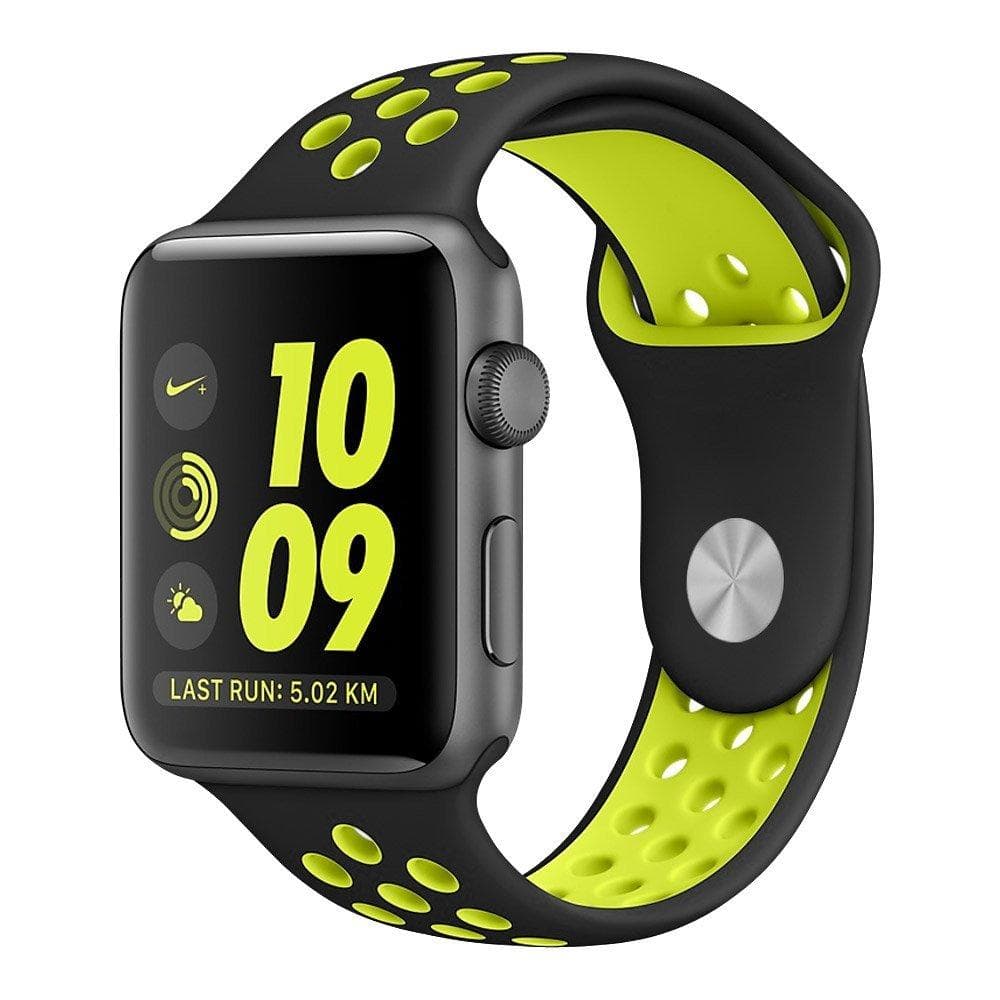 Armband till Apple Watch 42 mm sportmodell - svart/gul