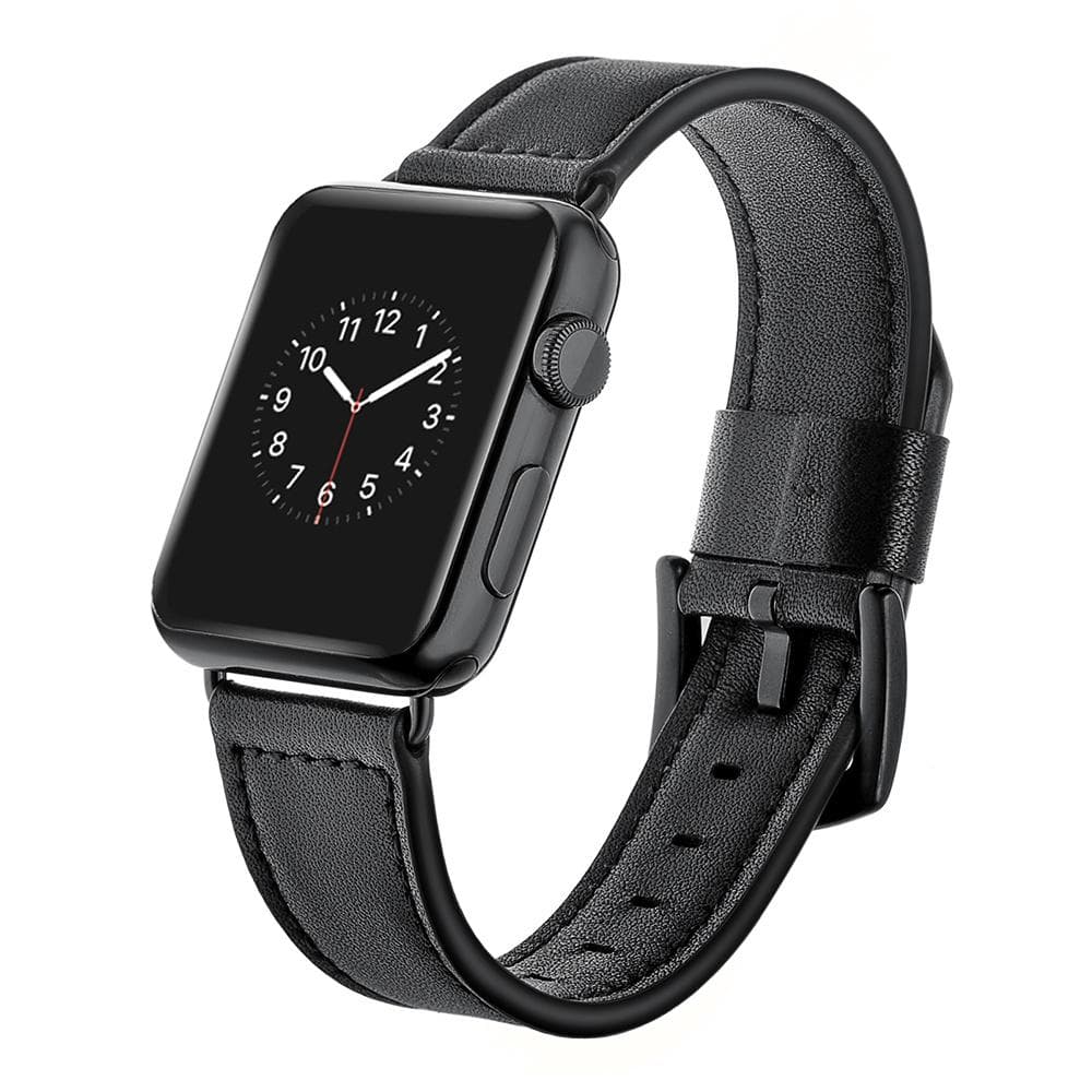 Armbånd til Apple Watch i ægte læder 42 mm - Sort