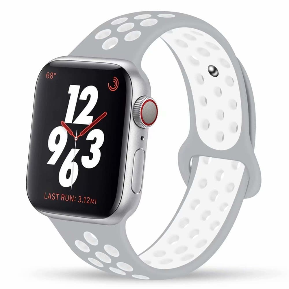 Armband till Apple Watch 42 mm sportmodell - grå/vit