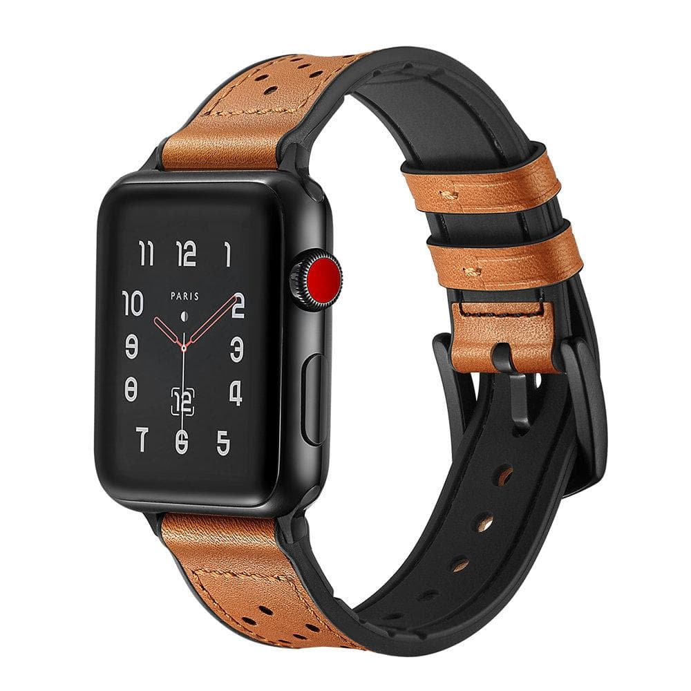 Apple Watch armbånd 38 mm læder / silikone - brun