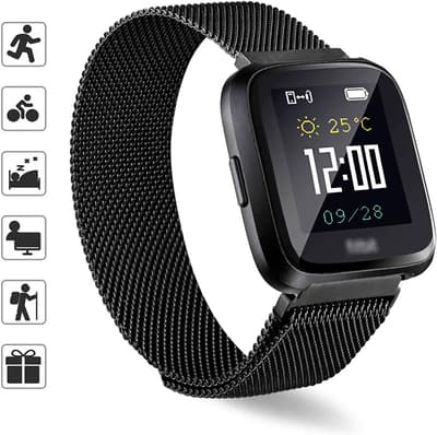 Fitbit Versa 1 / 2 armband milanesisk loop Svart