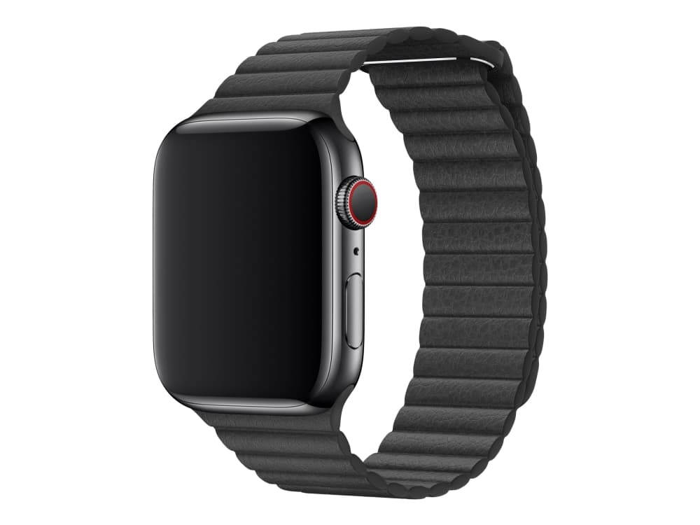Apple 44mm Leather Loop - Klokkestropp for smart armbåndsur - Medium størrelse - svart - for Watch (42 mm, 44 mm)