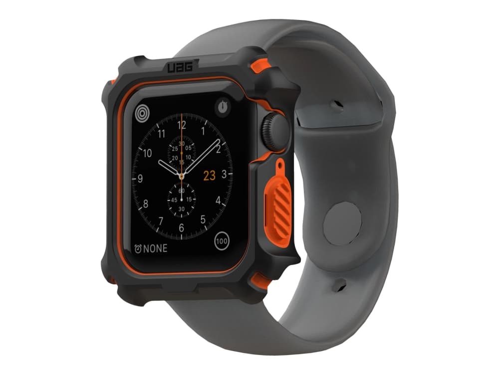 UAG Rugged Watch Case 44mm for Apple Watch Series 6/5/4/SE - Black/Orange - Fodral för smartwatch - robust - polykarbonat, termoplastisk polyuretan (