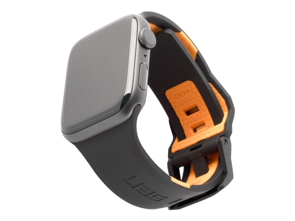 UAG Apple Watch Band 44mm 42mm, Series 6/5/4/3/2/1/SE - Civilian Black/Orange - KlocKräm för smart klocka - svart/orange - för Apple Watch (42 mm, 44