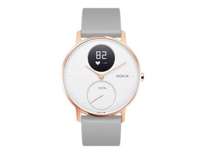 Nokia Steel HR - 36 mm - guldrosa - aktivitetspårare med band - silikon - grå - wrist size: upp till 200 mm - monokrom - Bluetooth - 39 g