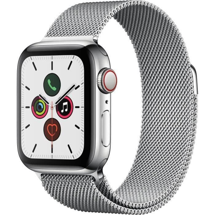 Apple Watch Series 5 solukko 40 mm ruostumattomasta teräksestä valmistettu kotelo Milaneshihnalla - S / M