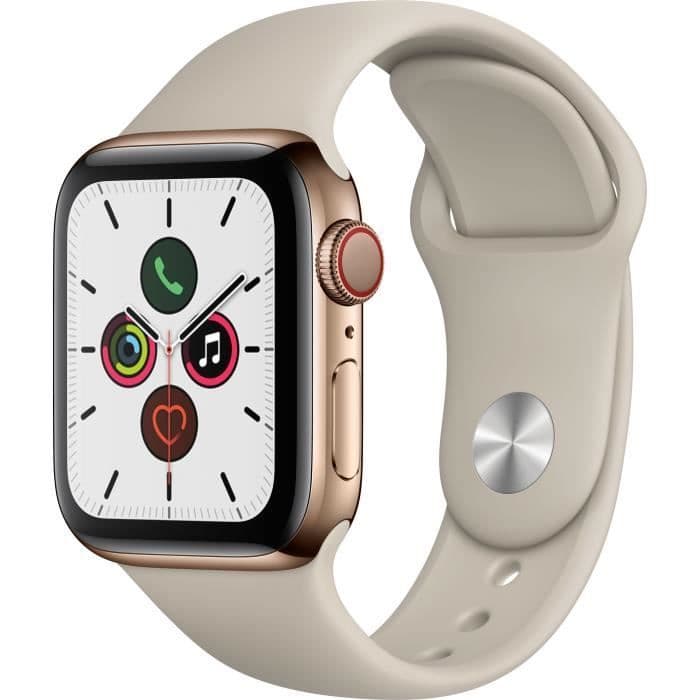 Apple Watch Series 5 Cellular 40 mm guld rustfrit stål taske med Sport Stone Rem - S / M
