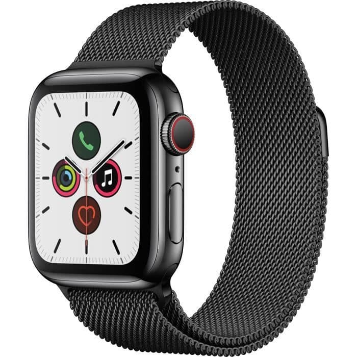 Apple Watch Series 5 Cellular 40 mm Sidereal sort rustfri stålkasse med Sidereal Milanese rem - S / M