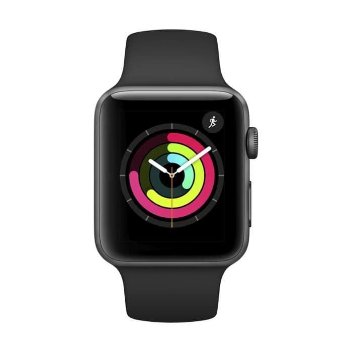 Apple Watch Series 3 GPS, 42mm Sidereal Grey Aluminium Taske med sort sportsrem