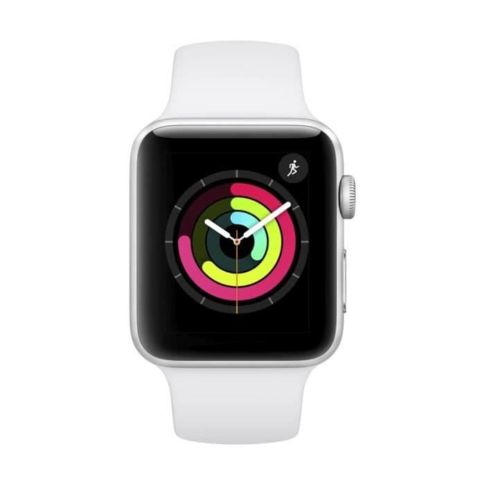 Apple Watch Series 3 GPS, 42mm sølv aluminiums taske med hvid sportstrop