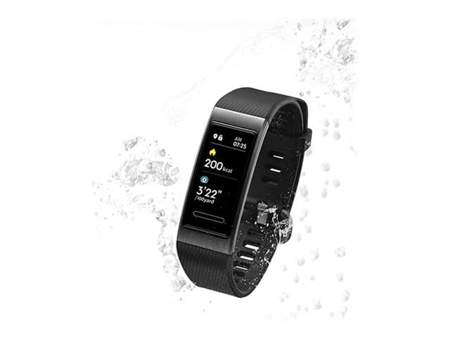 Huawei Band 3 Pro - Svart - aktivitetssporer med stropp - silikongummi - svart - display 0.95" - 16 MB - Bluetooth - 25 g