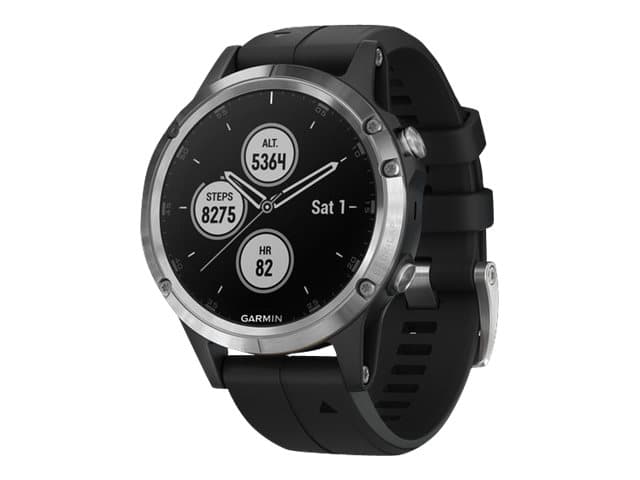 Garmin fenix 5 PLUS - GPS/GLONASS/Galileo-klokke - vandring, syklus, Golf, løp, svømming 1.2" - båndstørrelse 163-249 mm